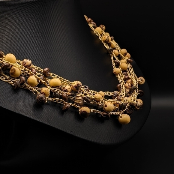 NATURAL Acai Seed Macrame Beaded Necklace - Picture 2 of 6